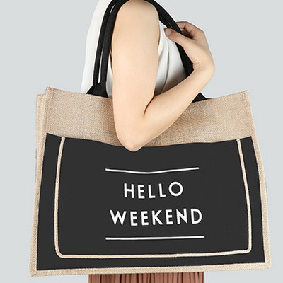 

Women Casual Large Capacity Beach Shopping Bag Linen Tote Shoulder Handbag