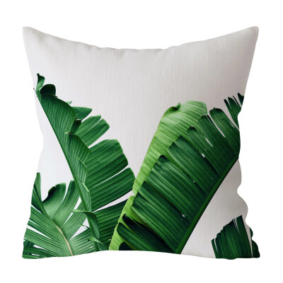 

〖Follure〗Green Leaf Printed Pillow Case Polyester Sofa Car Cushion Cover Home Decor