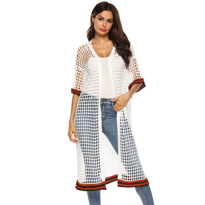 

Toponeto Women Half Sleeve Patchwork Open Cape Casual Coat Blouse Kimono Jacket Cardigan