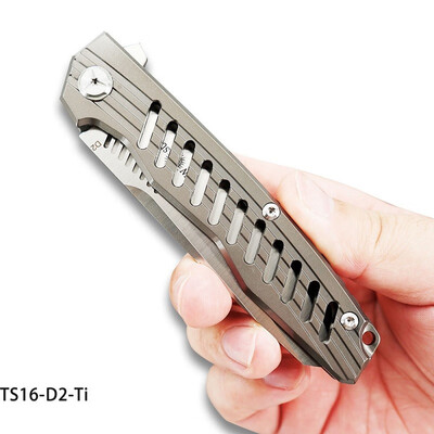 

TWOSUN d2 blade folding knife Pocket Knife Survival Knives Camping hunting outdoor tool EDC TC4 Titanium KVT ceramics ball TS16