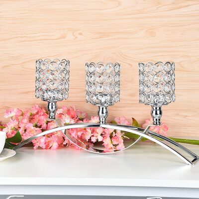 

Gobestart Three Crystal Candlestick WeddingFestivalPlot Man Gift Ornament Silver