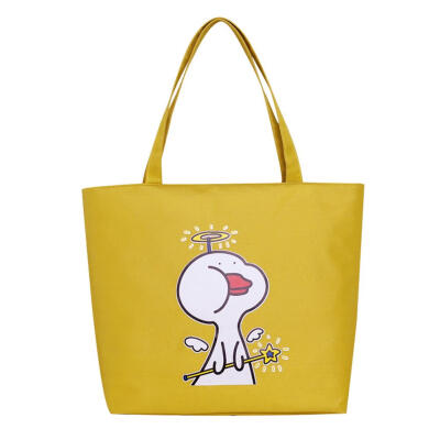 

Cartoon Duck Print Shoulder Handbags Canvas Women Large Top-handle Totes