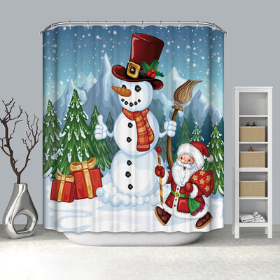

〖Follure〗Christmas Gift Boxes In Snow Bathroom Shower Curtain Waterproof Fabric &12 Hooks