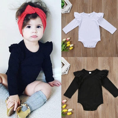 

Cute Solid Newborn Baby Girls Long Sleeve Bodysuit Romper Jumpsuit Outfit Clothes