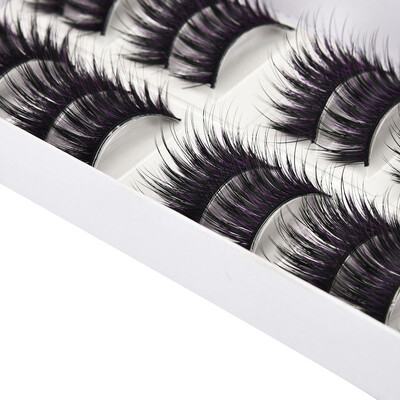 

〖Follure〗10 Pairs Thick Long Cross Party False Eyelashes Multicolor Band Fake Eye Lashes