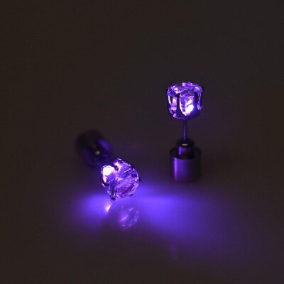 

LED Luminous Zirconia Stone Ear Stud Earrings for Nightclubs Dance Party Accessories Light Up LED Bling Ear Studs