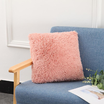 

Fluffy Plush Pillow Cover Square Decorative Throw Pillow Cover Soft Cushion Cover Pillowcases Without Core for Livingroom Couch So