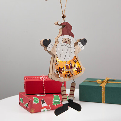 

〖Follure〗LED Light Snowman Christmas Hanging Wooden Ornament Xmas Tree For Holiday Season
