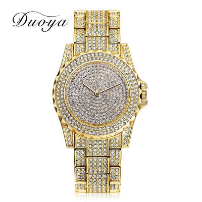 

Duoya Women Quartz Watch Fashion Bling Casual Ladies Watch Female Quartz Gold Watch Crystal Diamond For Women Clock