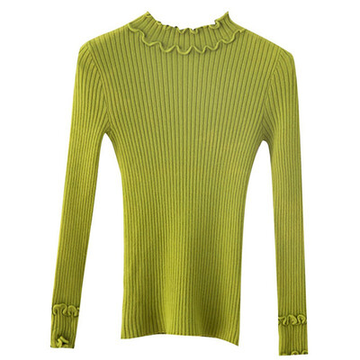 

Women Autumn Winter Knitwear Korean Half High Collar Bottom Turtleneck Plus Size Long-Sleeved Sweater