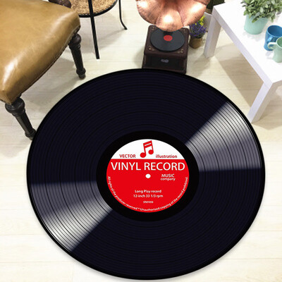 

Toponeto Vinyl Record Printed Soft Fabric Round Floor Mat Carpet Room Area Bedroom Rug