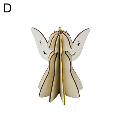 

5Pcs Christmas Wood Hanging Ornament Star Ball Bell Angel Xmas Tree Party Decor