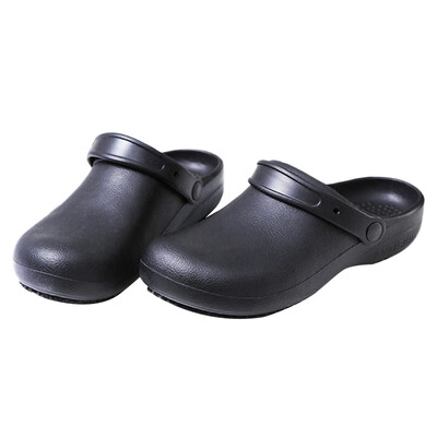 

2019 Non-slip Chef Shoes Mens Chef Clogs Safety Kitchen Shoes Sandals Black Size
