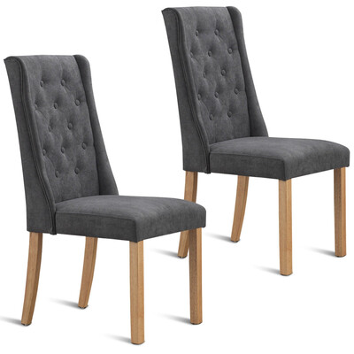 

Set of 2 Fabric Dining Chairs Armless Accent Chair-Natural