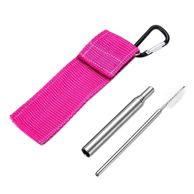 

Portable Stainless Steel Telescopic Drinking Straw For Travel Reusable Collapsible Metal Drinking Straw With Bag And Brush Set