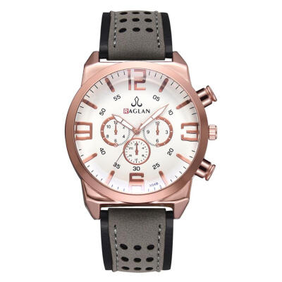 

Men Sports Casual Quartz Watches PU Leather Strap Digital Round Dial Watch