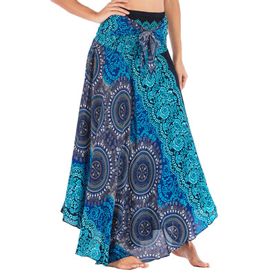 

Roseonmyhand Women Long Hippie Bohemian Gypsy Boho Flowers Elastic Floral Hlater Skirt