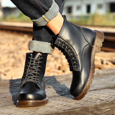 

Cross-border explosion models Martin boots leather retro large size mens shoes mens leather boots fashion wild tooling boots mens tide