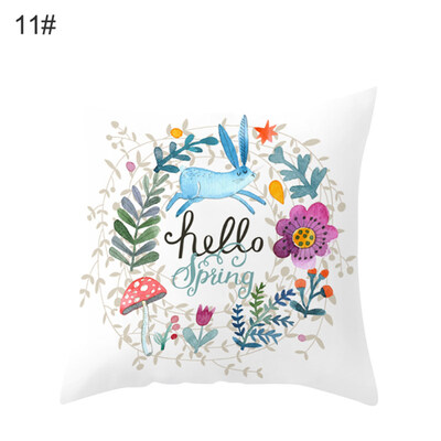 

Happy Easter Rabbit Flower Throw Pillow Case Cushion Cover Sofa Bed Car Decor