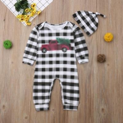 

Baby Boys Infant Toddler Plaid Tops Romper Jumpsuit Bodysuit Clothes Outfits