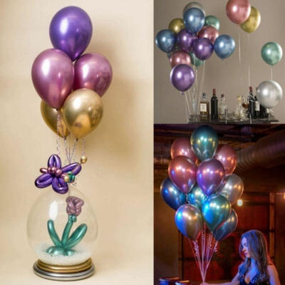 

New 157´´ 50Pcs Colorful Metallic Latex Balloon Celebration Party Wedding Birthday