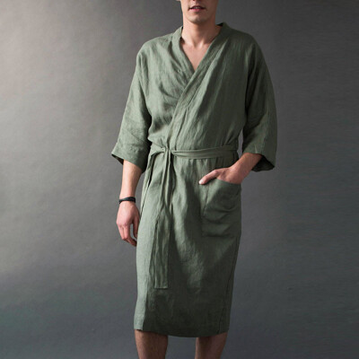 

Fashion Mens Robe Soft Lightweight Long Kimono Spa Bath Night Bathrobe Summer