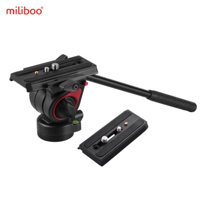 

miliboo Video Camera Tripod Action Fluid Drag Head Hydraulic Pan Tilt Head with 2pcs Quick Release Plate for Canon Nikon Sony DSLR