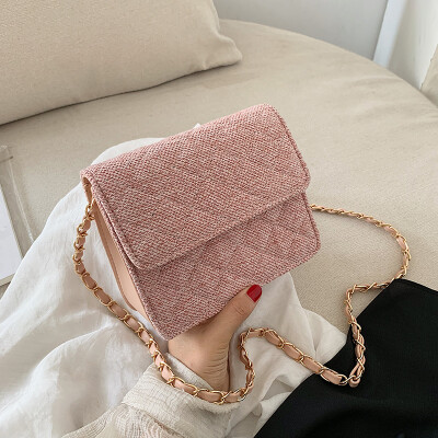 

Ins girls on the new wool small square bag fashion Joker chic chain bag women 2019 new slung womens bags