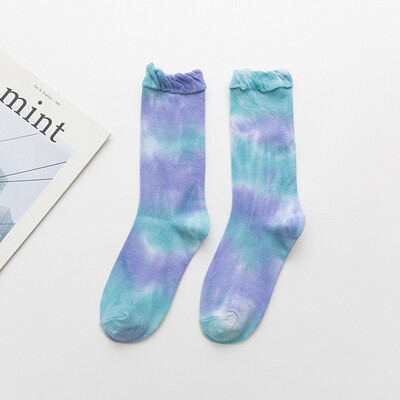 

2019 Cotton Skate Socks Women Sock Knee-high Funny Cycling Running Hiking Tie Dye Sox harajuku hip hop happy socks