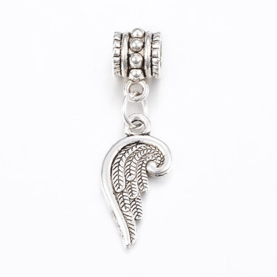 

Tibetan Style Alloy European Dangle Beads Wing Antique Silver 30mm Hole 4mm pendant 19x10x15mm