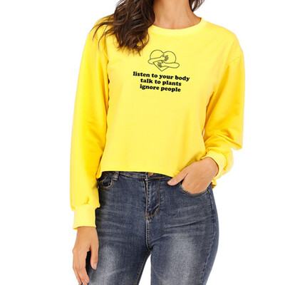 

Autumn Women Fashion Letter Printing O-neck Long sleeve Short paragraph Casual Sweatshirt