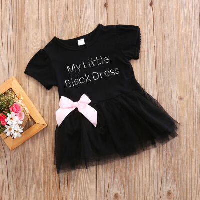 

Baby Girls Infant Toddler Bowknot Black Dress Tutu Tulle Princess Party Dresses