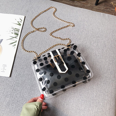 

Yang Zi with transparent jelly women slung a small bag Korean chain shoulder foreign style small square bag