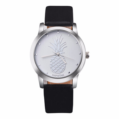 

New Womens Pineapple Leather Band Analog Quartz Watch Ladies Rose Gold Dial Casual Female Sport Watches montre femme Clock 533