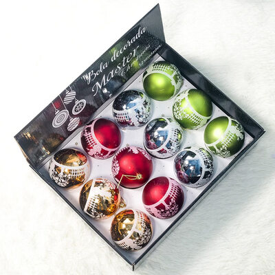 

8cm Christmas Tree Decoration Many Colours Ball Christmas Tree Pendant-12 Boxed
