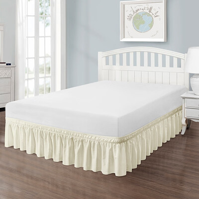 

SUPIN Three Fabric Wrap Around Bed Skirts Elastic Dust Ruffles Easy on Easy off Dust ruffled bed Skirts 14 inch Drop 7705