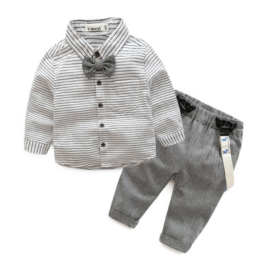 

Baby Boys Clothes Sets Bow Ties Shirts Long Sleeve Suspenders Pants Toddler Boy Gentleman Outfits Suits