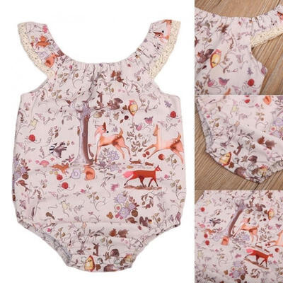 

Newborn Infant Baby Girls Romper Bodysuit Jumpsuit Cartoon Deer Clothes Outfits 0-18 Months