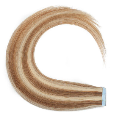 

Tape in Human Hair Extensions Highlight Balayage Long Straight Skin Weft Glue in Hairpieces Invisible Double Sided Tape