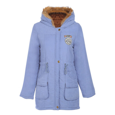 

Stylish Hooded Long Sleeve Zipper Drawstring Type Woolen Women Coat