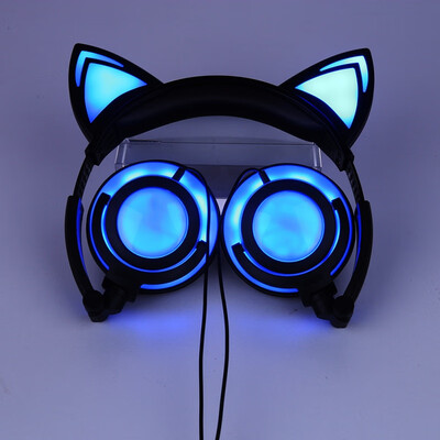 

Foldable Flashing Glowing Cat Ear Headphones Cute Gaming Headset Earphone with LED light For PC Laptop Computer Smartphone