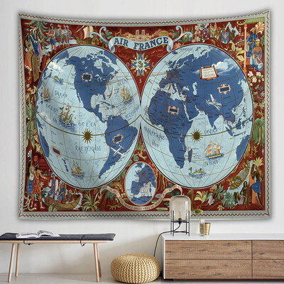 

Toponeto Vintage World Map Wall Tapestries Hanging Hippie Tapestry Bedspread Yoga Mat New