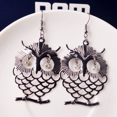 

1 Pair Earrings Dangle Long Earrings For Women Beautiful Owl With Shining Eye Bijouterie