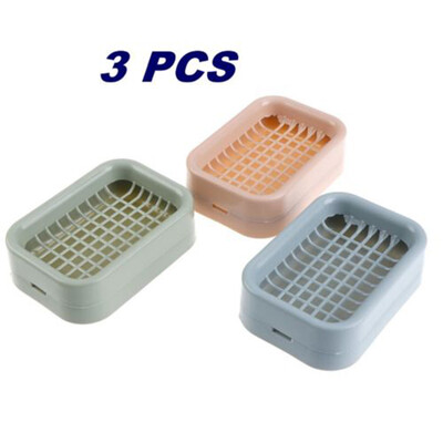 

Box Storage 3pcs Dual Layer Plastic Bathroom Soap Dish Case Holder Container Use