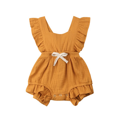 

Summer Newborn Baby Girls Ruffle Solid Color Romper Backcross Jumpsuit Outfits Sunsuit Baby Clothing Romper 0-3Y