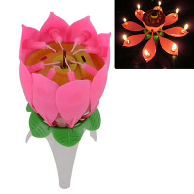 

Single Layer Non Rotating Lotus Flower Music Candle for Birthday Party Cake