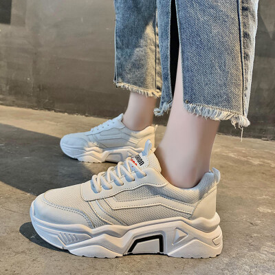 

Ins daddy shoes girl 19 summer breathable mesh surface thick-soled sneakers Korean version of students set up small white shoes