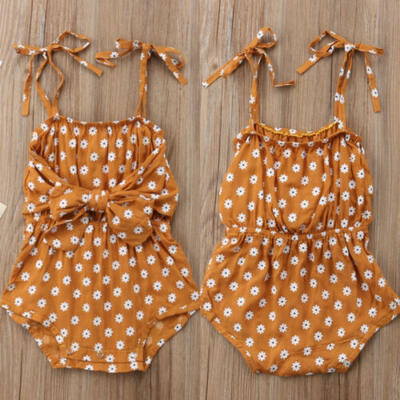 

AU Toddler Newborn Baby Girl Strap Bowknot Floral Romper Jumpsuit Outfit Sunsuit