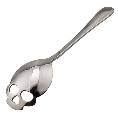 

Sugar Skull Stainless Steel Tea Coffee Metal Stirring Slotted Spoon