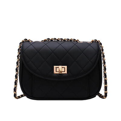 

Bag female 2019 new Korean fashion rhombic embroidery line casual wild chain hand strap shoulder slung bucket bag
